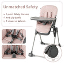 INFANS Baby High Chair, Convertible Quick Folding Portable Highchair with Adjustable Height Backrest Footrest