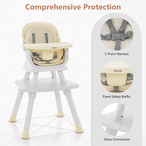 INFANS 8 in 1 Baby High Chair, Convertible Highchair for Babies and Toddlers, Infant Dining Booster Seat