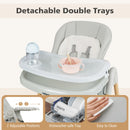 INFANS Baby High Chair, High Chairs for Babies & Toddlers with Adjustable Height Backrest Footrest Removable Tray, Easy to Clean PU Seat Convertible Quick Folding Portable Highchair