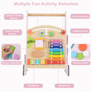 INFANS Wooden Baby Walker, Montessori Walker with Multiple Activity Toys, Push Walker Toys for Infant Learning to Walk