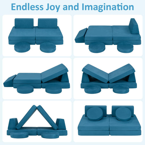 OLAKIDS Modular Kids Play Couch, 6 PCS Toddler Creative Sectional Fort Building Sofa for Playroom, Bedroom