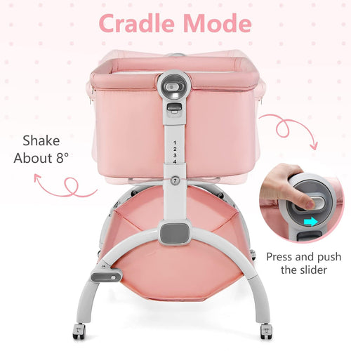 INFANS 3 in 1 Baby Bassinet, Bedside Sleeping, Rocking Cradle, Easy Folding Portable Safer Co-Sleeping Crib with Storage Basket