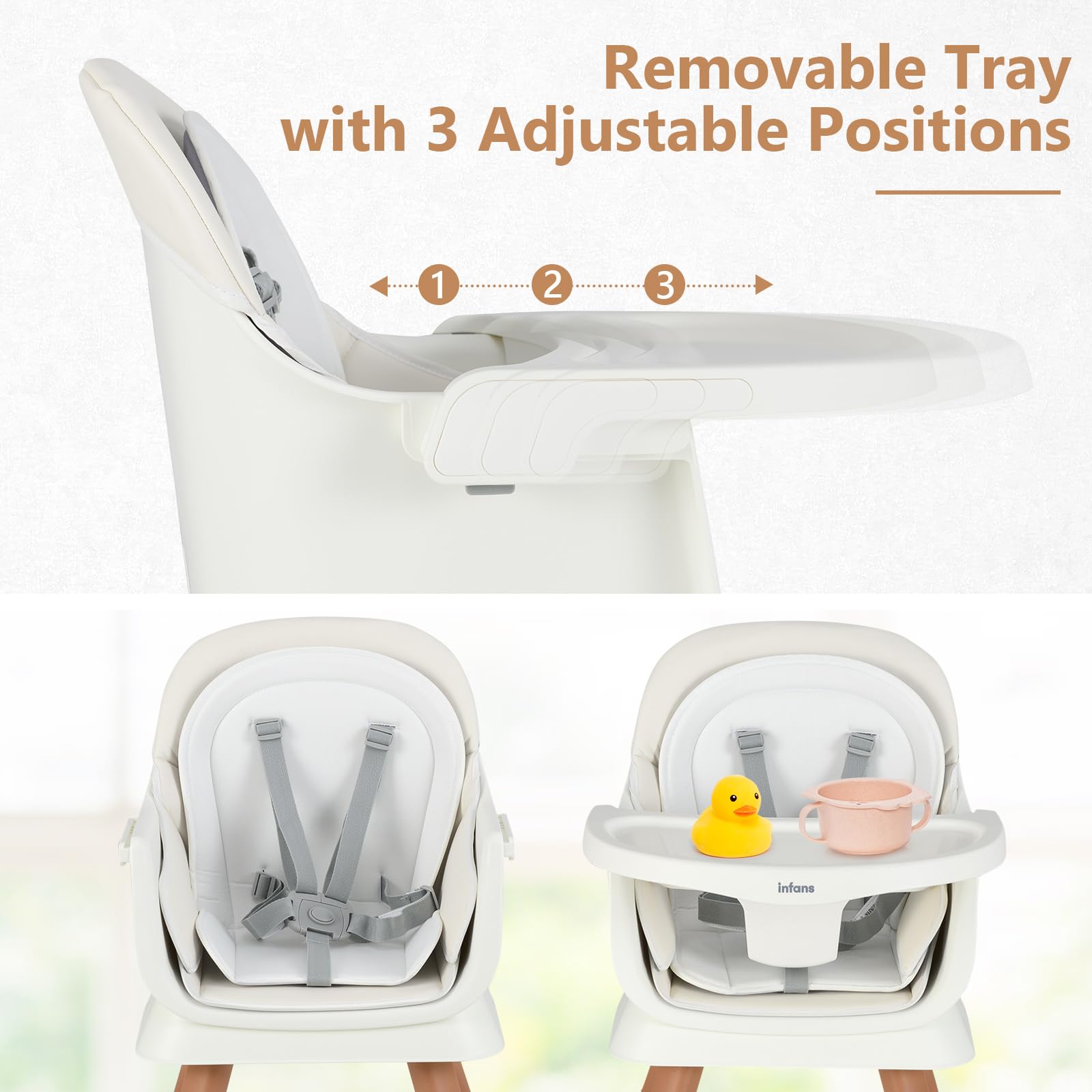 INFANS 8 in 1 Baby High Chair, Convertible Highchair for Babies and Toddlers, Infant Dining Booster Seat
