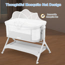 INFANS 5 in 1 Baby Bassinet, Upgraded Flat Rocking Bedside Sleeper with Wheels, Storage Basket, Travel Bag