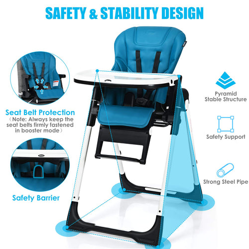 INFANS 4 in 1 High Chair–Booster Seat, Convertible Highchair, Installation-Free,Simple Fold for Baby, Infant& Toddler