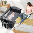 INFANS Baby Bassinet, 4 in 1  Pack and Play Baby Playard with Changing Table, Mosquito Net