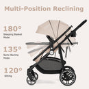 INFANS 2 in 1 Baby Stroller, High Landscape Infant Stroller & Reversible Bassinet Pram, Foldable Pushchair