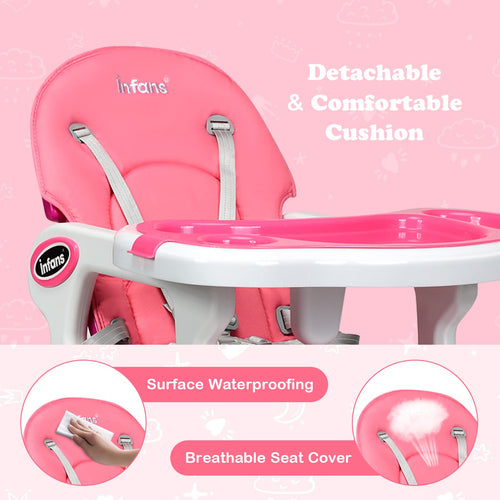 INFANS 5 in 1 Baby High Chair, Convertible Toddler Table Chair Set,  Multi-Function Seat with Lockable Universal Wheels
