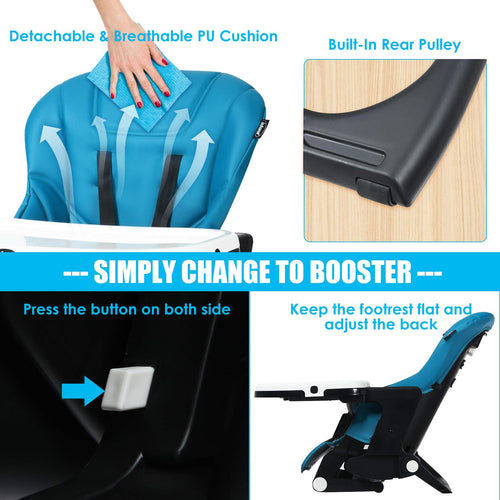 INFANS 4 in 1 High Chair–Booster Seat, Convertible Highchair, Installation-Free,Simple Fold for Baby, Infant& Toddler