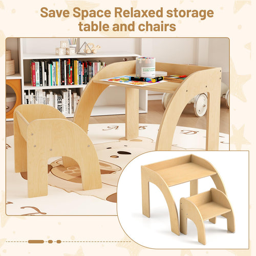 OLAKIDS Kids Table and Chair Set, Wooden Activity Table for Toddlers