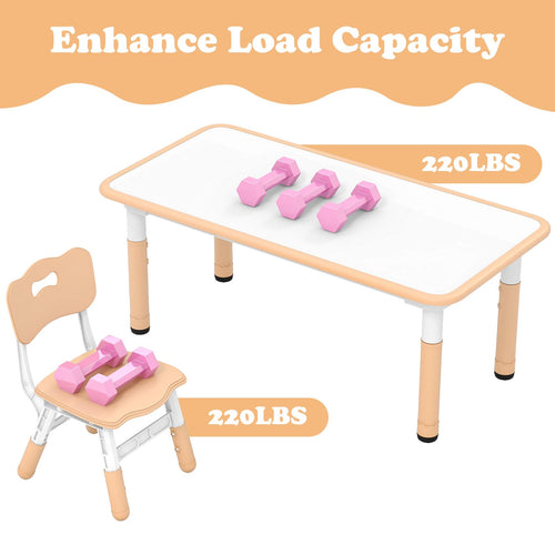 OLAKIDS Kids Table and Chiar Set, Height Adjustable Toddler Desk and 4 Chairs