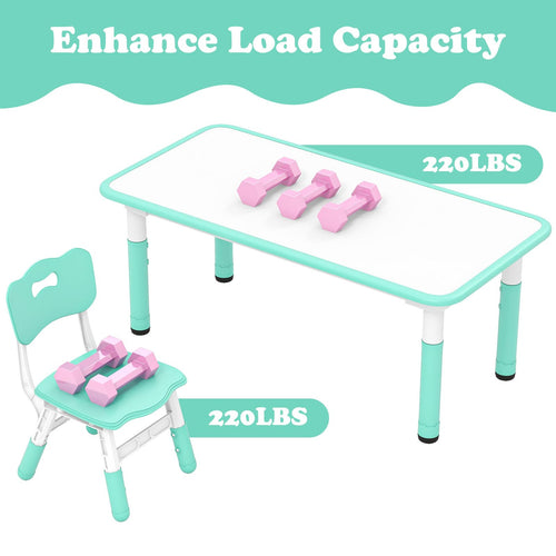 OLAKIDS Kids Table and Chiar Set, Height Adjustable Toddler Desk and 4 Chairs