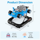 INFANS Foldable Baby Walker, Toddler Activity Center Leaning-Seated Walk-Behind with Steering Wheel, Adjustable Height