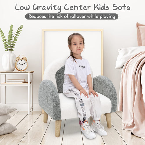 OLAKIDS Kids Sofa, Toddler Armchair with Solid Wooden Frame Anti-Tipping Design Plush Fabric
