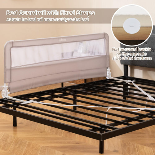 INFANS Bed Rail for Toddlers, 59" Foldable Safety Baby Crib Rail Fit for Kids Twin, Extra Long Swing Down Bed Guardrail for Convertible Crib, Queen, Full, King Mattress Side Guard