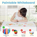 OLAKIDS Kids Table and Chair Set, 4 in 1 Building Block Wooden Activity Desk with Reversible Tabletop for Toddlers