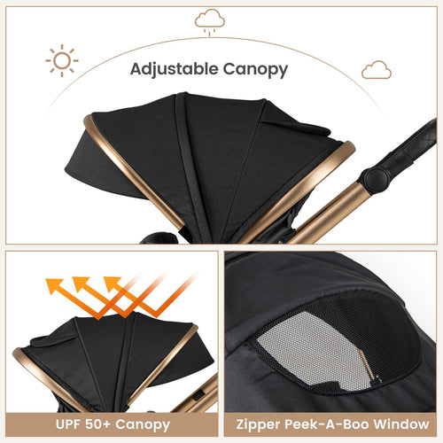 INFANS 2 in 1 Baby Stroller, Folding Newborn Pram Convertible Stroller High Landscape Shock Absorption