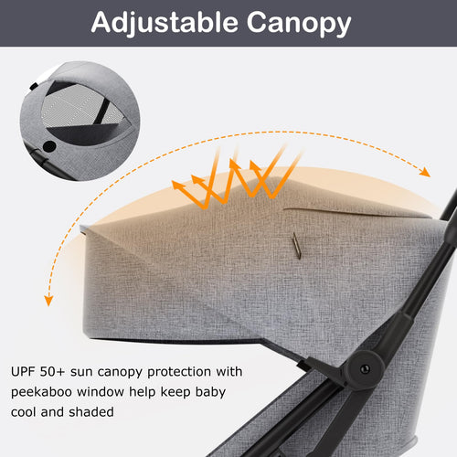 INFANS Lightweight Baby Stroller, One-Hand Gravity Fold, Compact Travel Stroller for Airplane