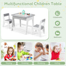 OLAKIDS Kids Table and Chair Set, 3 in 1 Wooden Activity Table with Removable Tabletop, Blackboard and Whiteboard