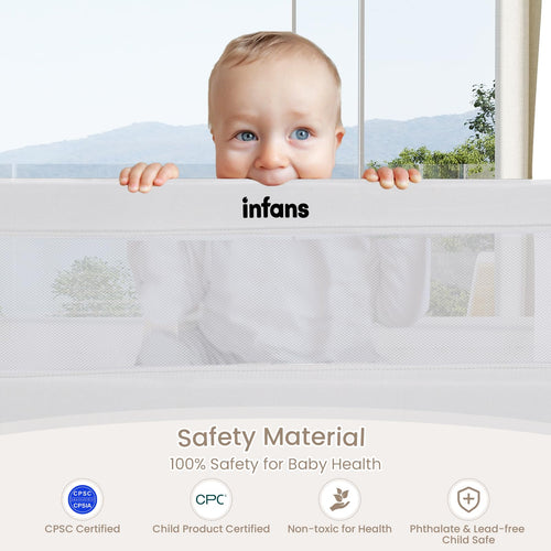 INFANS Bed Rail for Toddlers, 59" Foldable Safety Baby Crib Rail Fit for Kids Twin, Extra Long Swing Down Bed Guardrail for Convertible Crib, Queen, Full, King Mattress Side Guard