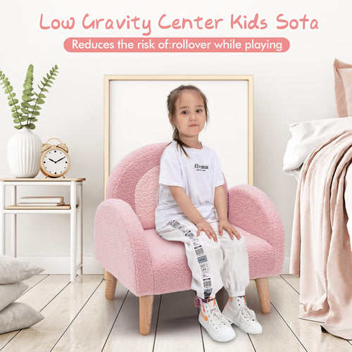 OLAKIDS Kids Sofa, Toddler Armchair with Solid Wooden Frame Anti-Tipping Design Plush Fabric