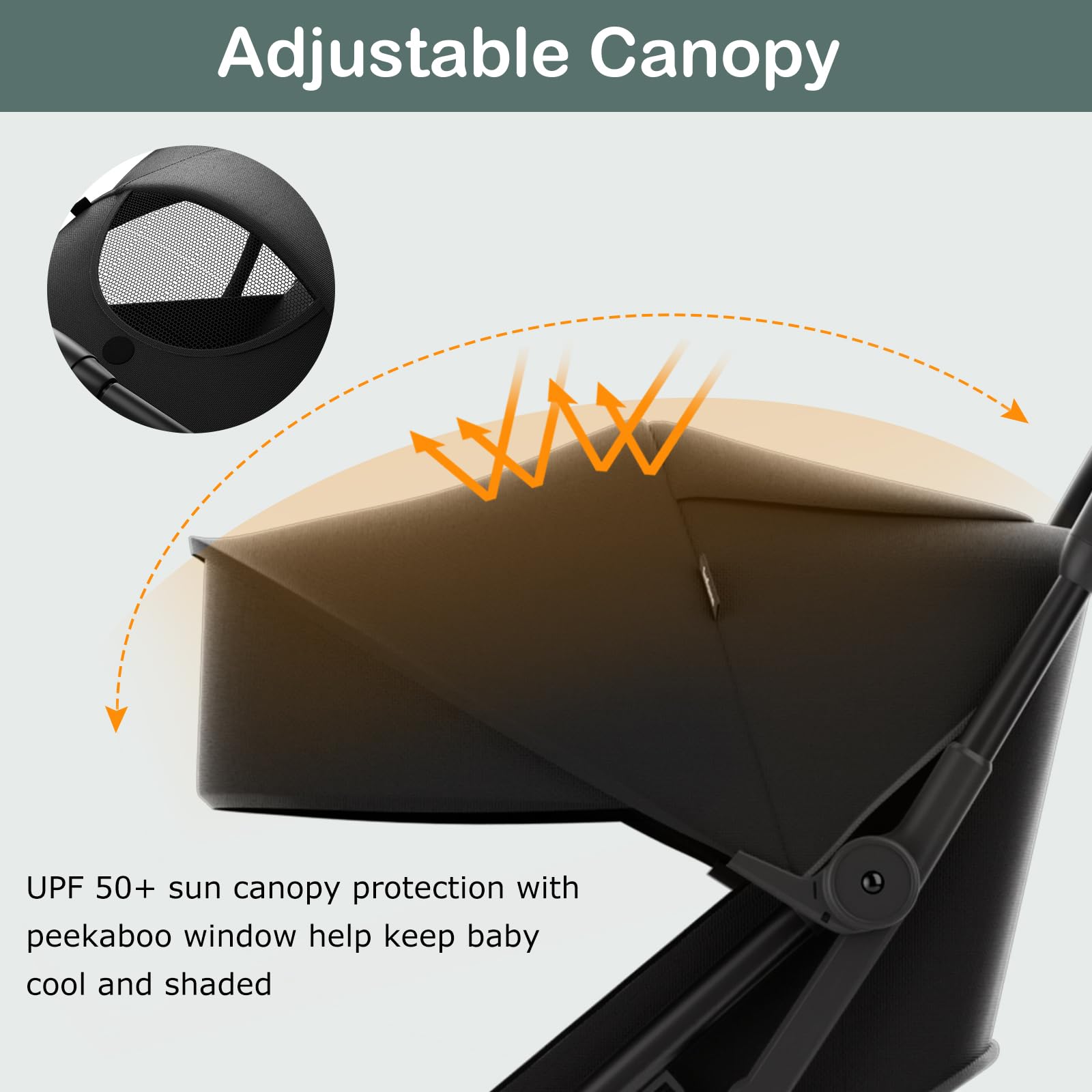 INFANS Lightweight Baby Stroller, One-Hand Gravity Fold, Compact Travel Stroller for Airplane