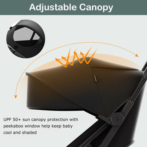 INFANS Lightweight Baby Stroller, One-Hand Gravity Fold, Compact Travel Stroller for Airplane