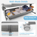 INFANS 3-in-1 Baby Bassinet, Bedside Sleeper with Comfy Mattress, Wheels, 6-Height Adjustable, Storage Basket