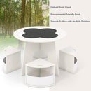 OLAKIDS Toddler Table and Chair Set with 4 Storage Stools, Wooden Flower Shaped Nesting Table with Blackboard Drawers