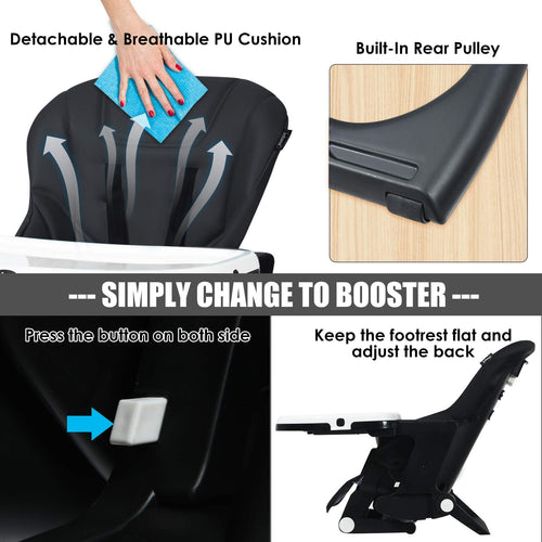 INFANS 4 in 1 High Chair–Booster Seat, Convertible Highchair, Installation-Free,Simple Fold for Baby, Infant& Toddler