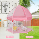 INFANS Baby Playpen with Removable Mesh & UV Canopy, 53" Portable Playhouse with Carry Bag, Easy Folding Playard Activity Center