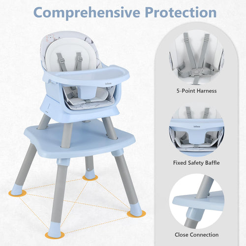 INFANS 8 in 1 Baby High Chair, Convertible Highchair for Babies and Toddlers, Infant Dining Booster Seat