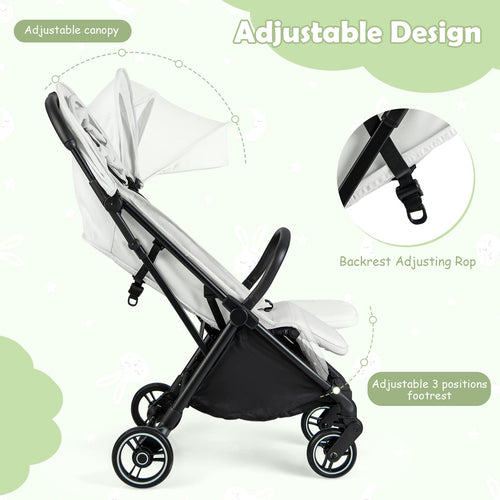 INFANS Lightweight Baby Stroller, One-Hand Gravity Fold, Compact Travel Stroller for Airplane