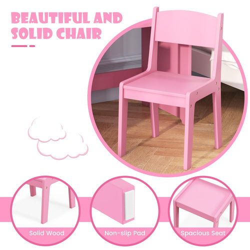 OLAKIDS Kids Vanity, Princess Makeup Desk and Chair Set with Lights Mirror, Pretend Play Vanity Set for Toddler Girls