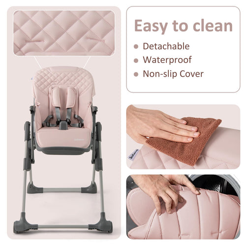 INFANS Baby High Chair, Convertible Quick Folding Portable Highchair with Adjustable Height Backrest Footrest