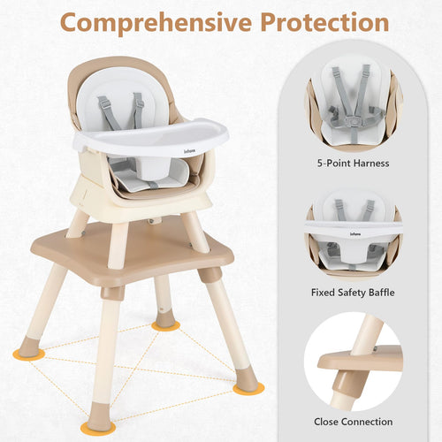 INFANS 8 in 1 Baby High Chair, Convertible Highchair for Babies and Toddlers, Infant Dining Booster Seat