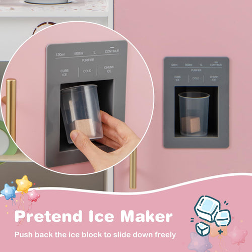 OLAKIDS Kids Kitchen Playset, Toddler Wooden Kitchen Pretend Cooking Toy Set with Coffee Maker
