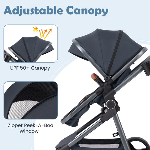 INFANS 2 in 1 Baby Stroller, Convertible Stroller, Foldable High Landscape Shock Absorption with Reversible Seat