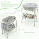 INFANS 2 in 1 Baby Changing Table with Bath Tub Unit, Folding Diaper Dresser Station with Wheels Waterproof