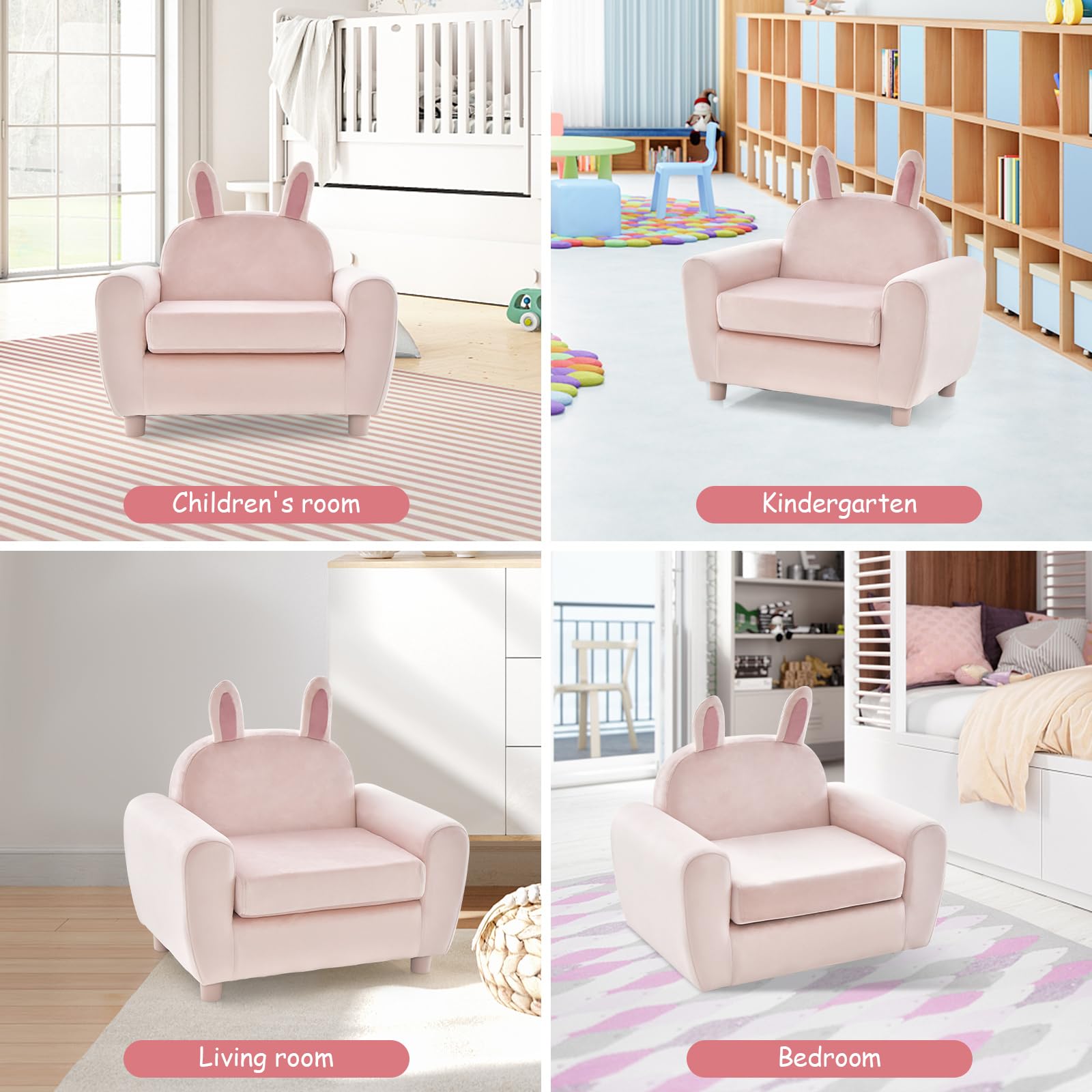 OLAKIDS Kids Sofa, Children Armrest Chair with Sturdy Wood Construction and Dutch Velvet