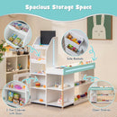 OLAKIDS Kids Grocery Store Playset, Wooden Pretend Play Supermarket with LED Lights, Market Stand Toy
