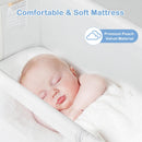INFANS 5 in 1 Baby Bassinet, Upgraded Flat Rocking Bedside Sleeper with Wheels, Storage Basket, Travel Bag