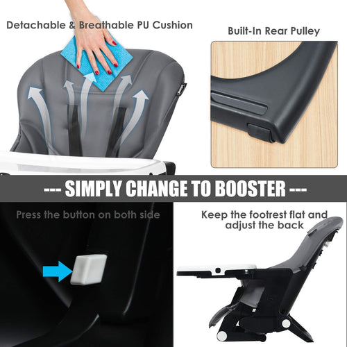 INFANS 4 in 1 High Chair–Booster Seat, Convertible Highchair, Installation-Free,Simple Fold for Baby, Infant& Toddler