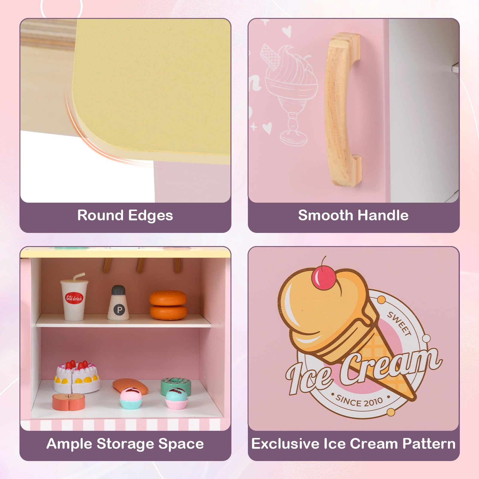 OLAKIDS Ice Cream Cart Grocery Store Marketplace Toy for Ages 3+