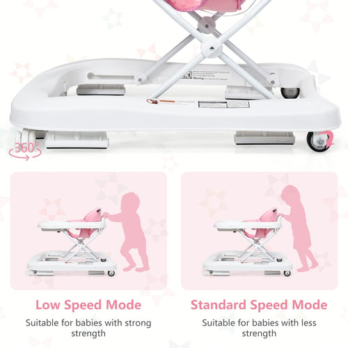 INFANS Foldable Baby Walker, 3 in 1 Toddler Walker Learning-Seated Walk-Behind for Boys and Girls