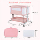 INFANS 3-in-1 Baby Bassinet, Bedside Sleeper with Comfy Mattress, Wheels, 6-Height Adjustable, Storage Basket
