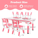 OLAKIDS Kids Table and Chiar Set, Height Adjustable Toddler Desk and 4 Chairs