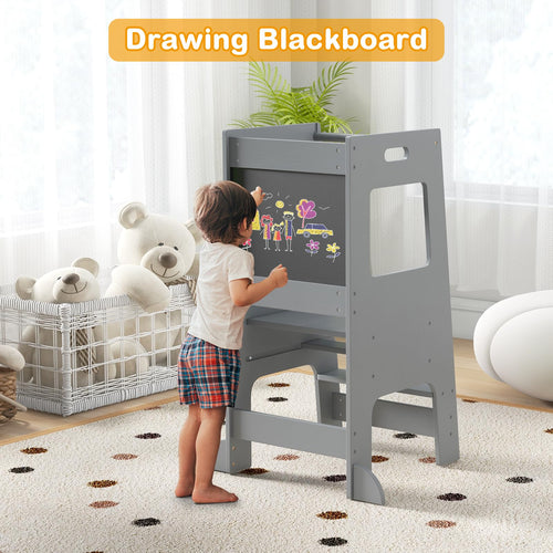 OLAKIDS Toddler Standing Tower, Kids Montessori Kitchen Step Stool Helper
