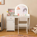 OLAKIDS Kids Vanity, Princess Makeup Desk and Chair Set with Lights Mirror, Pretend Play Vanity Set for Toddler Girls