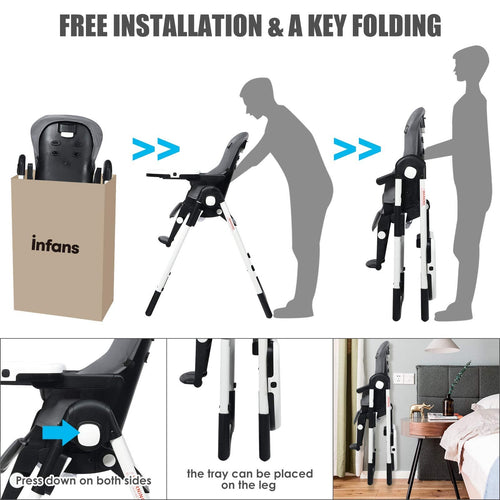 INFANS 4 in 1 High Chair–Booster Seat, Convertible Highchair, Installation-Free,Simple Fold for Baby, Infant& Toddler